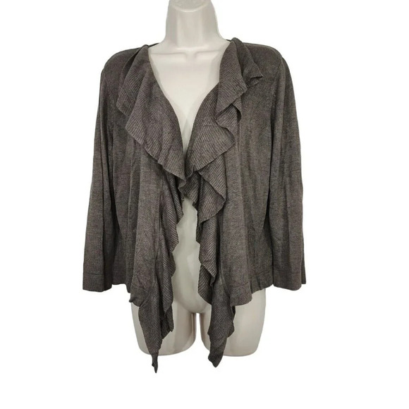 89th and Madison Brown Waterfall Open Front Cardigan Sweater Women Size XL NEW - Picture 1 of 6